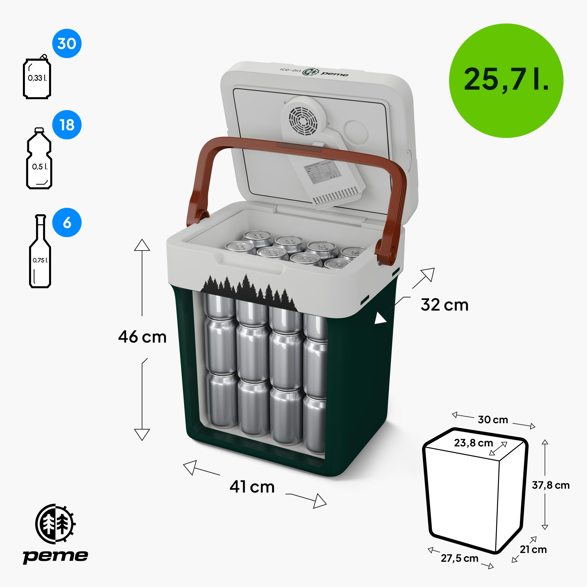 Elektrische Kühlbox Peme Ice-on Essential 26L Tragbare Auto und Camping 12/230v 2/7