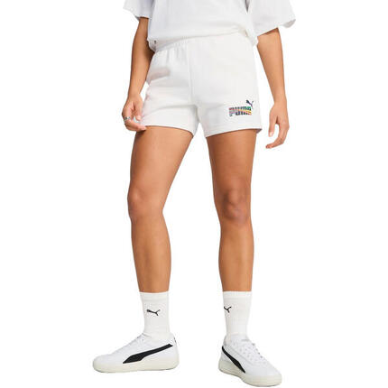 Shorts Puma Love United Mid-rise Shorts 4, Blanc, Femmes