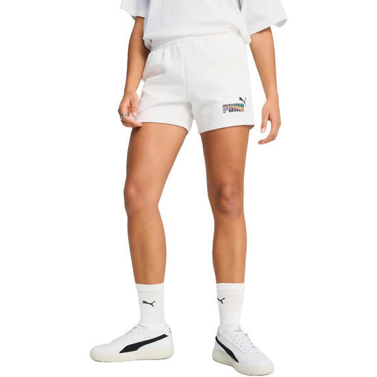 Shorts Puma Love United Mid-rise Shorts 4, Blanc, Femmes