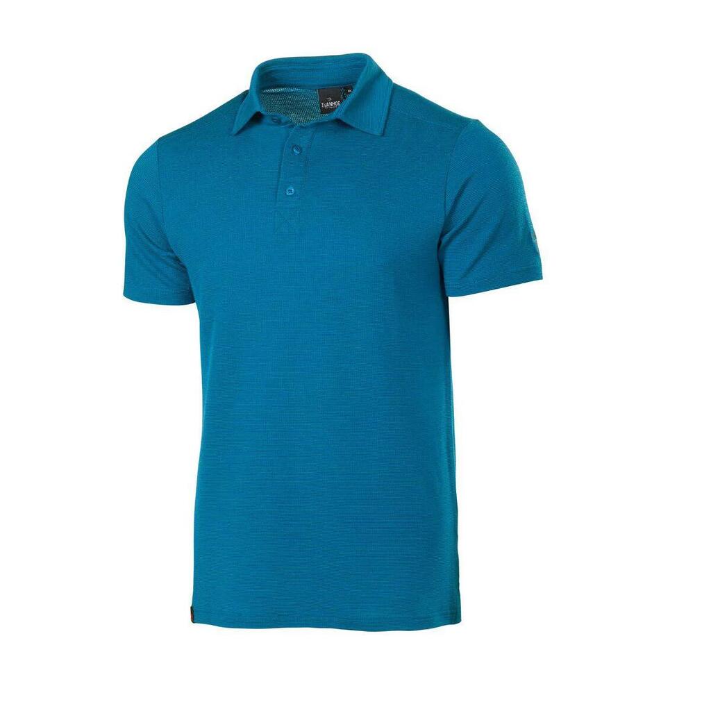 Elis Electric Blue Men's Polo Shirt Made of Merino and Tencel - Blue