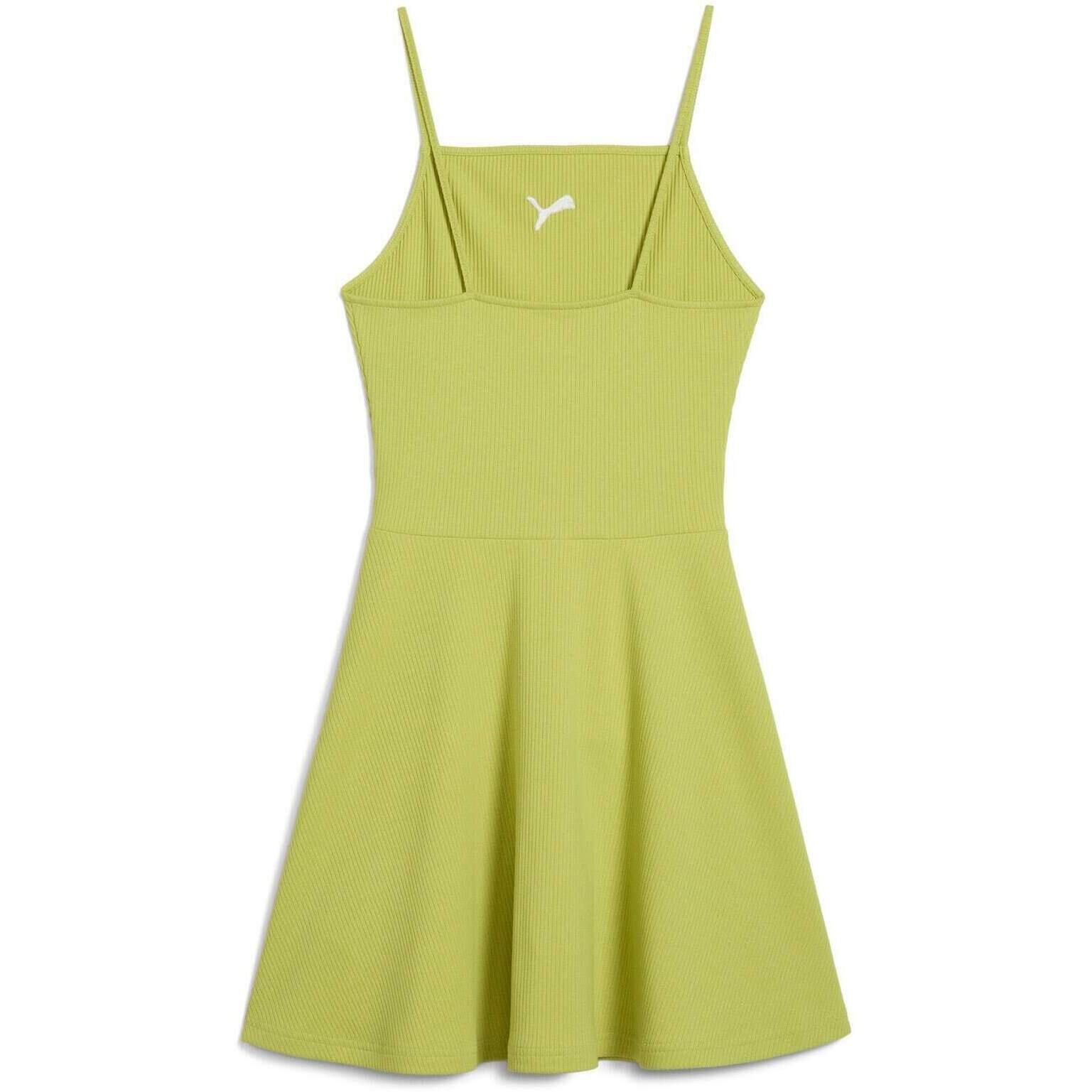 Kleid Puma Wardrobe Ess Ribbed Flared Short Dress P, Grün, Damen 5/5