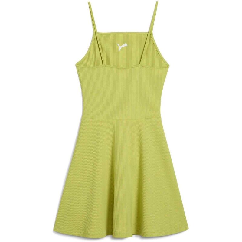 Rochie femei Puma Wardrobe Ess Ribbed Flared Short Dress P, Verde