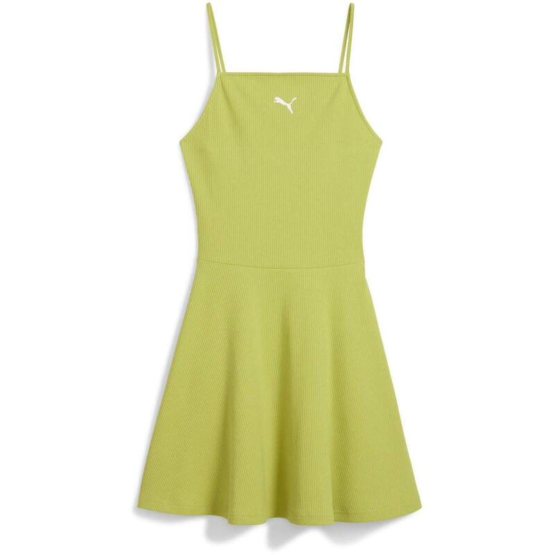 Rochie femei Puma Wardrobe Ess Ribbed Flared Short Dress P, Verde