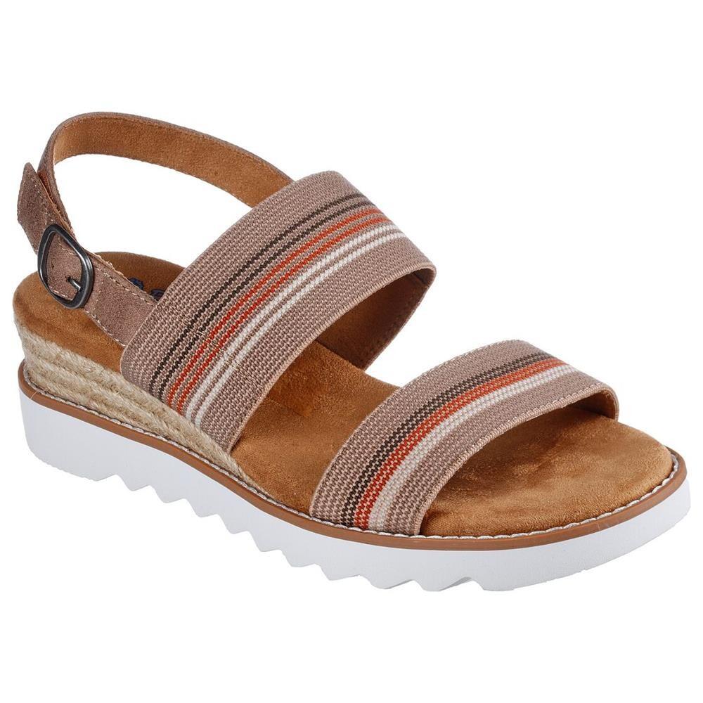 SANDALE FEMME Skechers Desert Kiss Hii MARRON semelle compensée jute 2/7