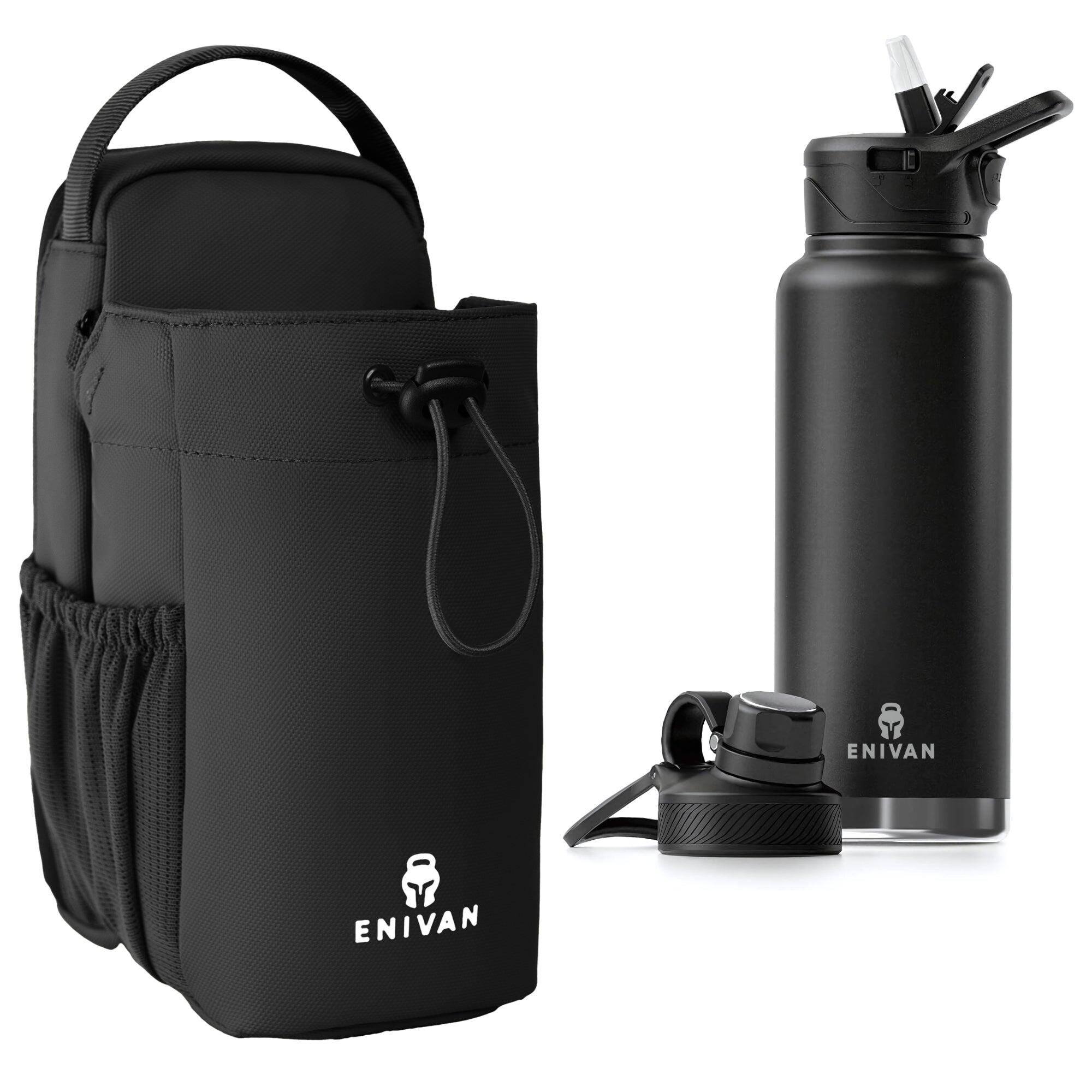 ENIVAN Pack Borsa Sportiva Magnetica + Borraccia 1L - Tracolla, Telefono, Chiavi