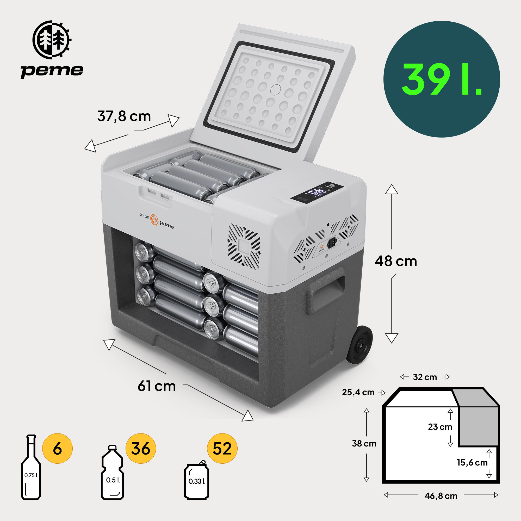 Peme Expedition 39L koelbox 12/230v op wielen 2/7