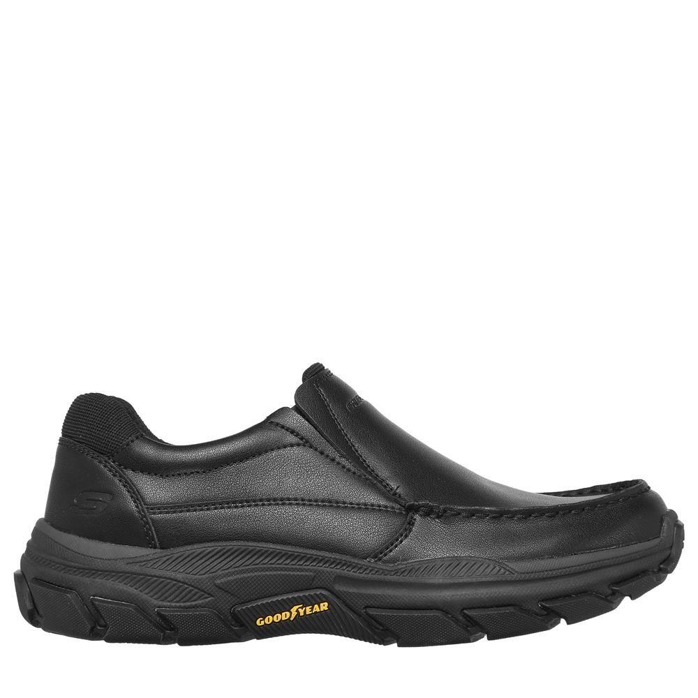 CONFORTABLE MOCASsans  HOMME Skechers Respected -catel CUIR Lisa NOIR 1/5