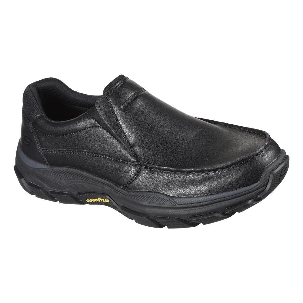 CONFORTABLE MOCASsans  HOMME Skechers Respected -catel CUIR Lisa NOIR 2/5