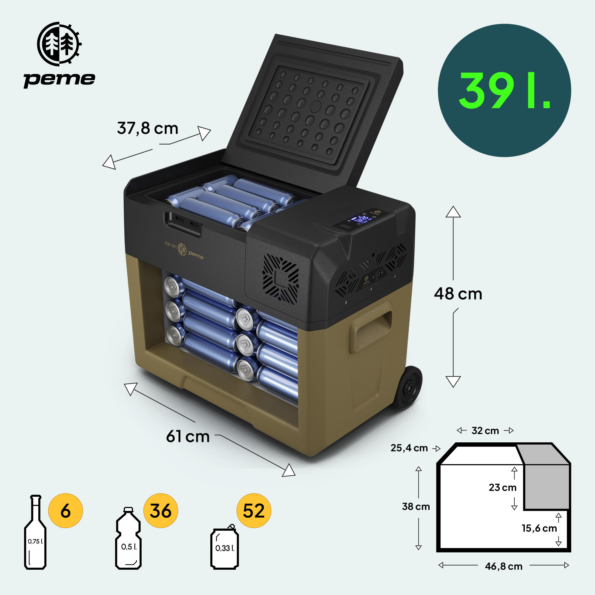 Frigo Portatile Peme Expedition 39L 12/230v con ruote per campeggio 2/7