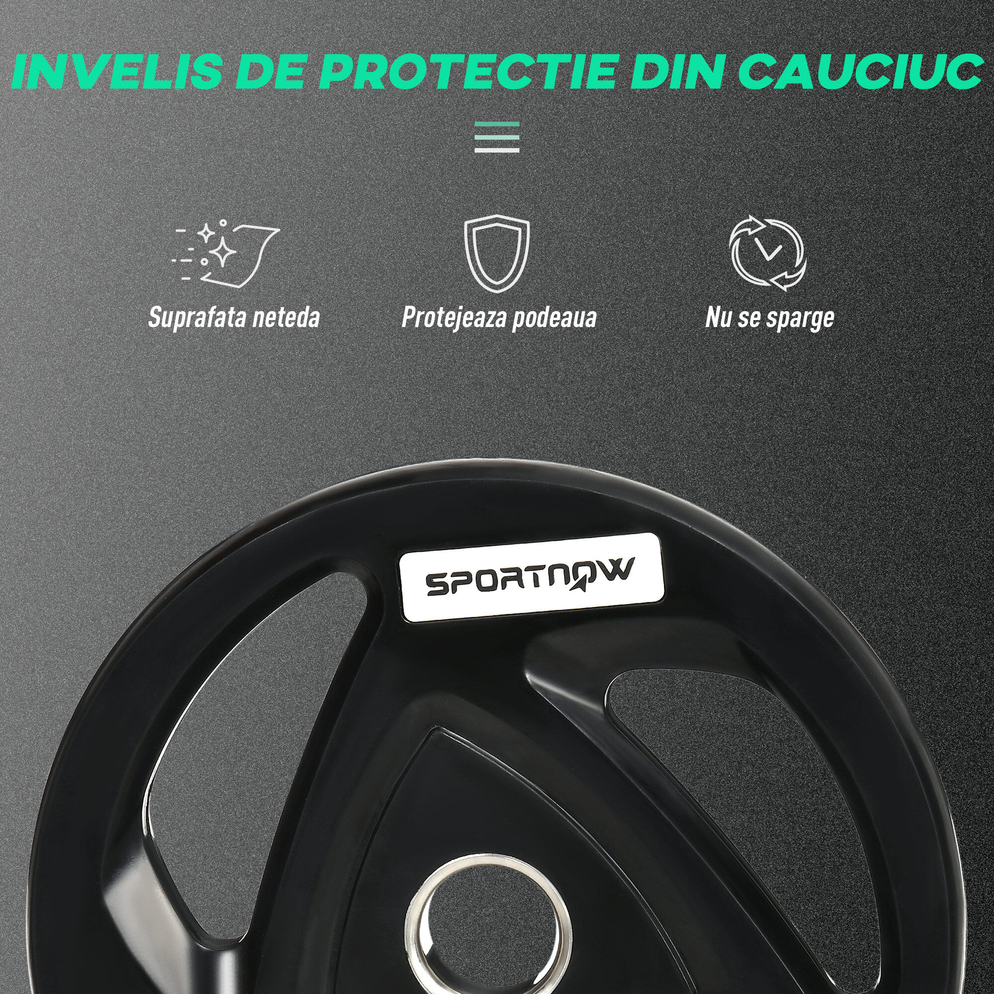 SPORTNOW Set di 2 Dischi Pesi da 20kg in Acciaio con Rivestimento in Gomma 7/7