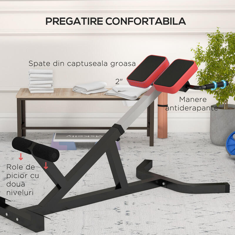 SPORTNOW Scaun Roman Reglabil pe Inaltime din Otel si PU, Negru