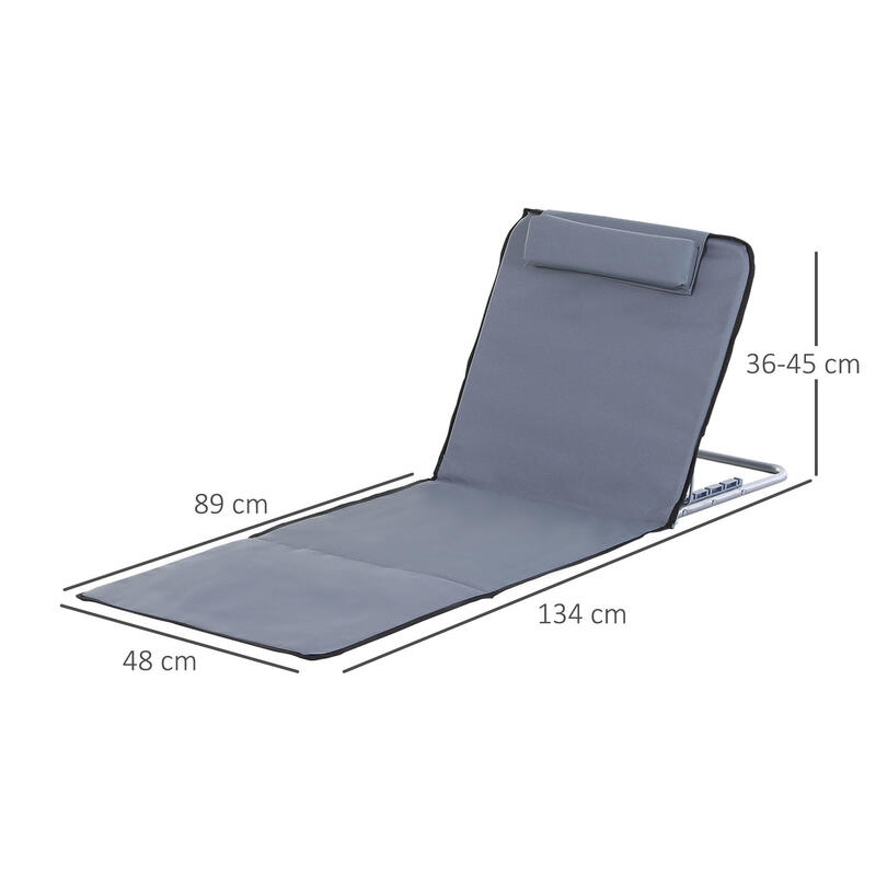 Outsunny Set de 2 Șezlonguri Pliabile pentru Plajă, Spătar Reglabil, Gri