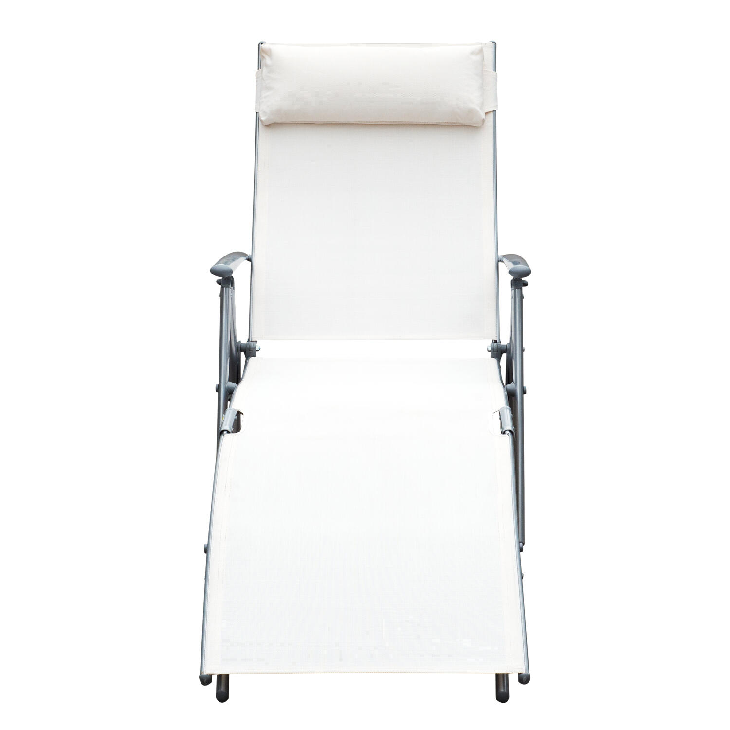 Outsunny Sdraio Prendisole Relax Reclinabile Pieghevole con Cuscino Beige 4/7
