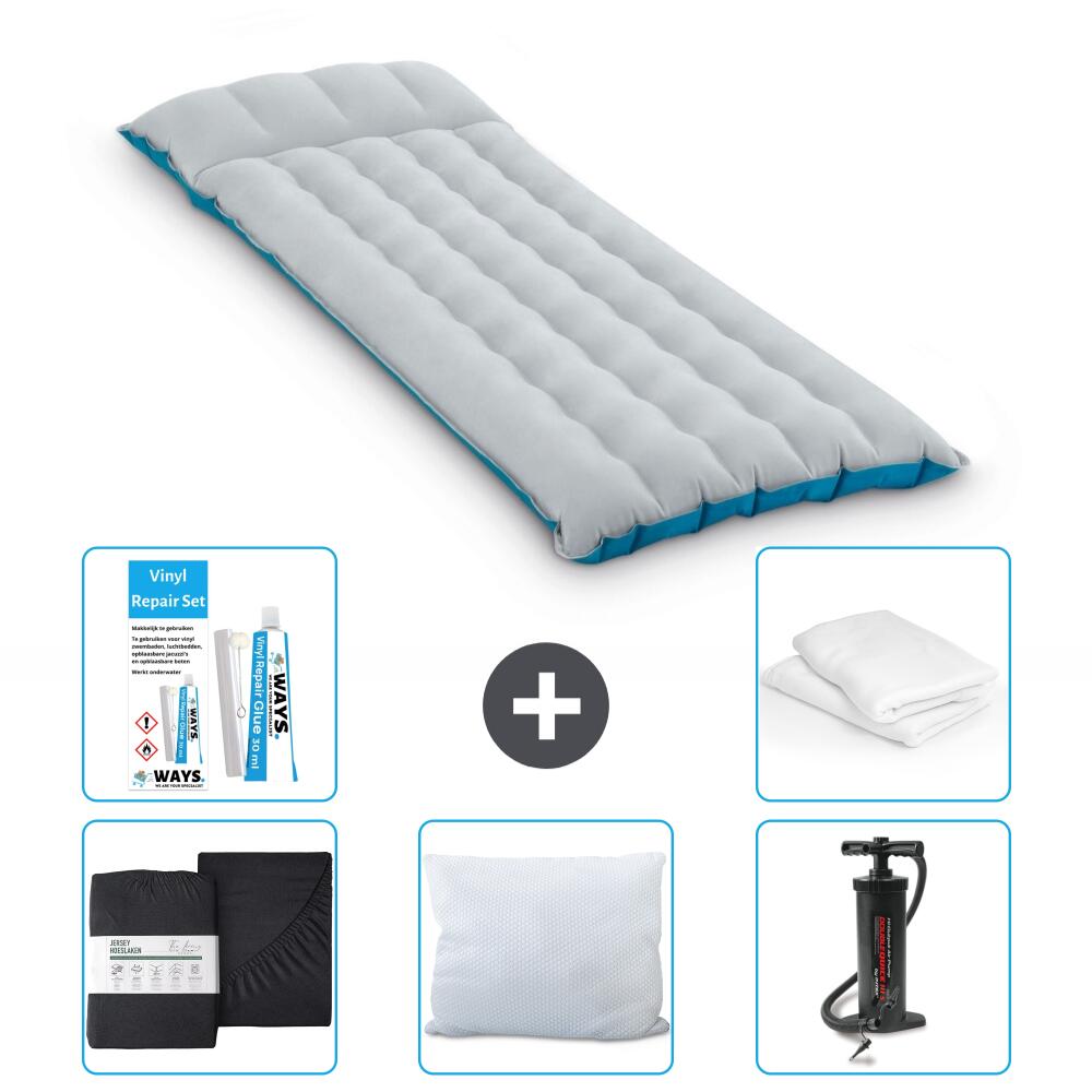 Intex - Matelas Gonflable Intex Camping - 1p -  184x67x17 Cm + Accessoires Cb5 - Matelas Gonflable - Bleu - 184 Cm - Decathlon
