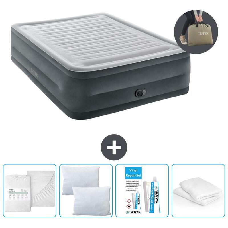 Matelas gonflable Intex High-Rise - 2P -  203x152x56 cm + Accessoires