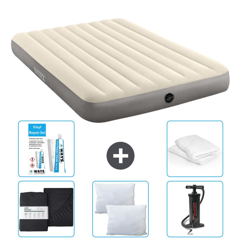 Intex - Matelas Gonflable Intex Single - 2p -  203x152x25 Cm + Accessoires Cb5 - Matelas Gonflable - Beige - 203 Cm - Decathlon