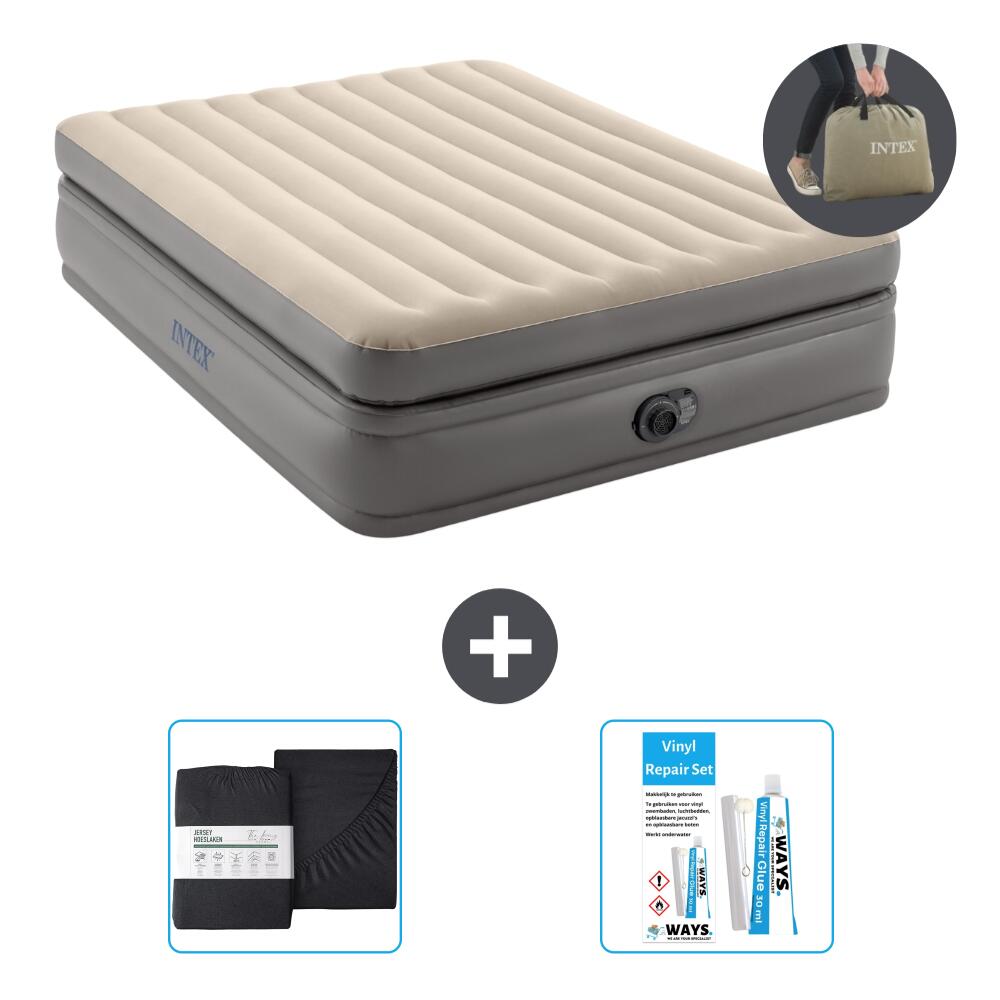 Intex - Matelas Gonflable Intex Prime Comfort - 2p - 203x152x51 Cm + Accessoires Cb18 - Matelas Gonflable - Gris - 203 Cm - Decathlon