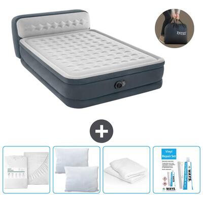 Luchtbed intex ultra plush - 2p - 236x152x86 cm + accessoires cb15