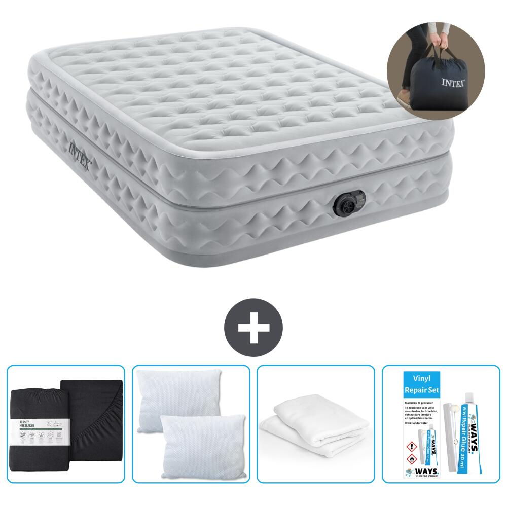 Intex - Matelas Gonflable Intex - 2 Personnes - 152 X 203 X 51 Cm - Gris - Pompe - Matelas Gonflable - Blanc - 203 Cm - Decathlon
