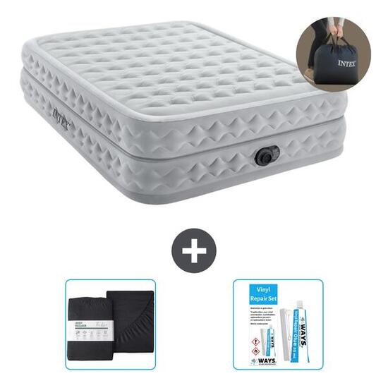 Matelas gonflable Intex - 2 personnes - 152 x 203 x 51 cm - Gris - Pompe