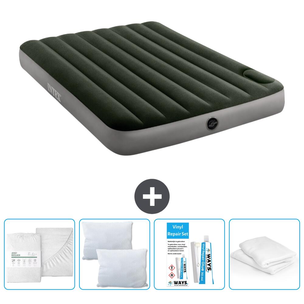 Intex - Matelas Gonflable Intex Downy - 2p -  191x137x25 Cm + Accessoires - Matelas Gonflable - Vert - Taille Unique - Decathlon