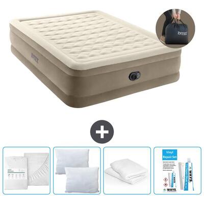 Luchtbed intex ultra plush - 1p - 191x99x46 cm + accessoires cb15