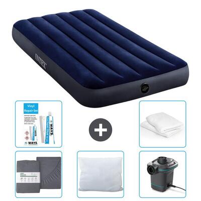 Luchtbed intex classic - 1p - 191x99x25 cm + accessoires cb10