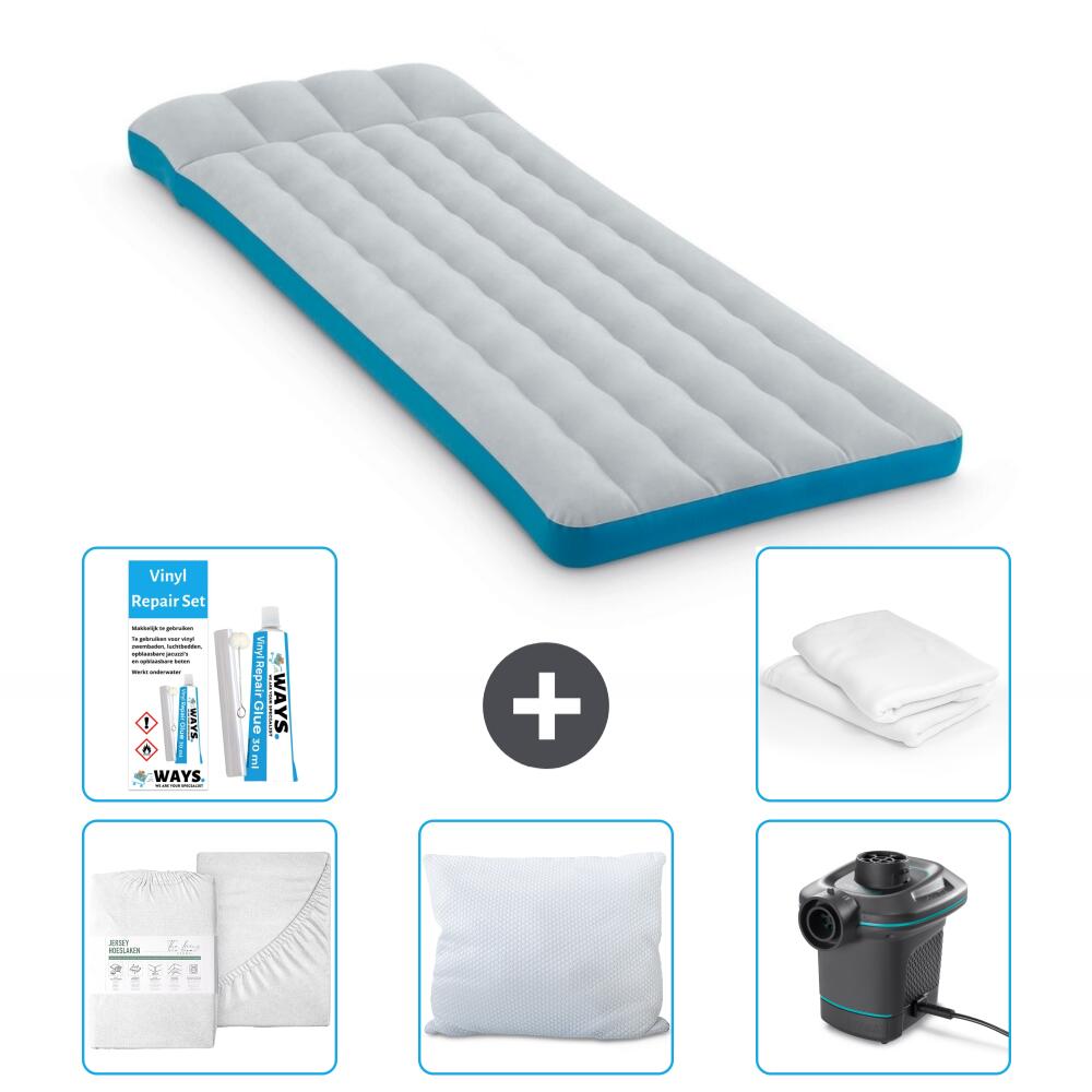 Intex - Matelas Gonflable Intex Camping - 2p - 189x72x20 Cm + Accessoires Cb2 - Matelas Gonflable - Bleu - 189 Cm - Decathlon