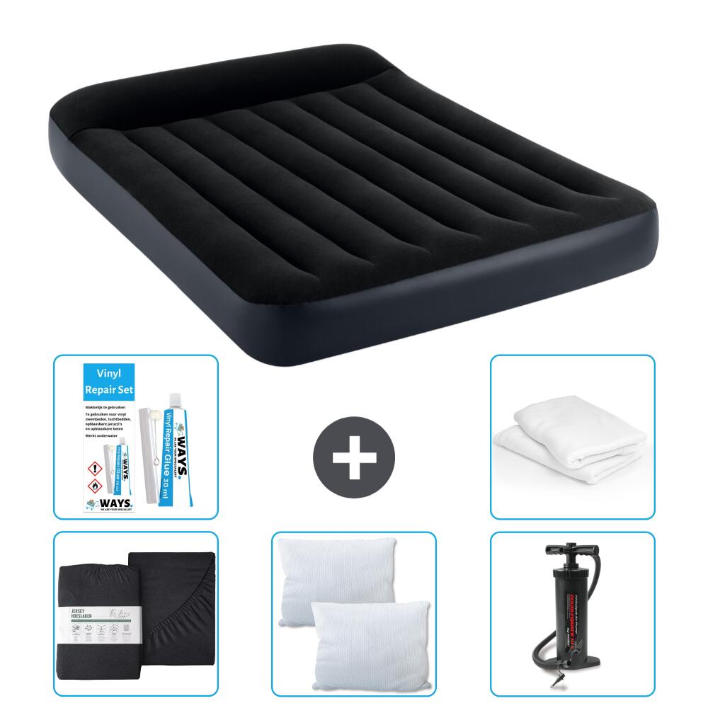 Intex - Matelas Gonflable Intex Pillow Rest - 2p - 191x137x25 Cm + Accessoires Cb5 - Matelas Gonflable - Bleu - 191 Cm - Decathlon