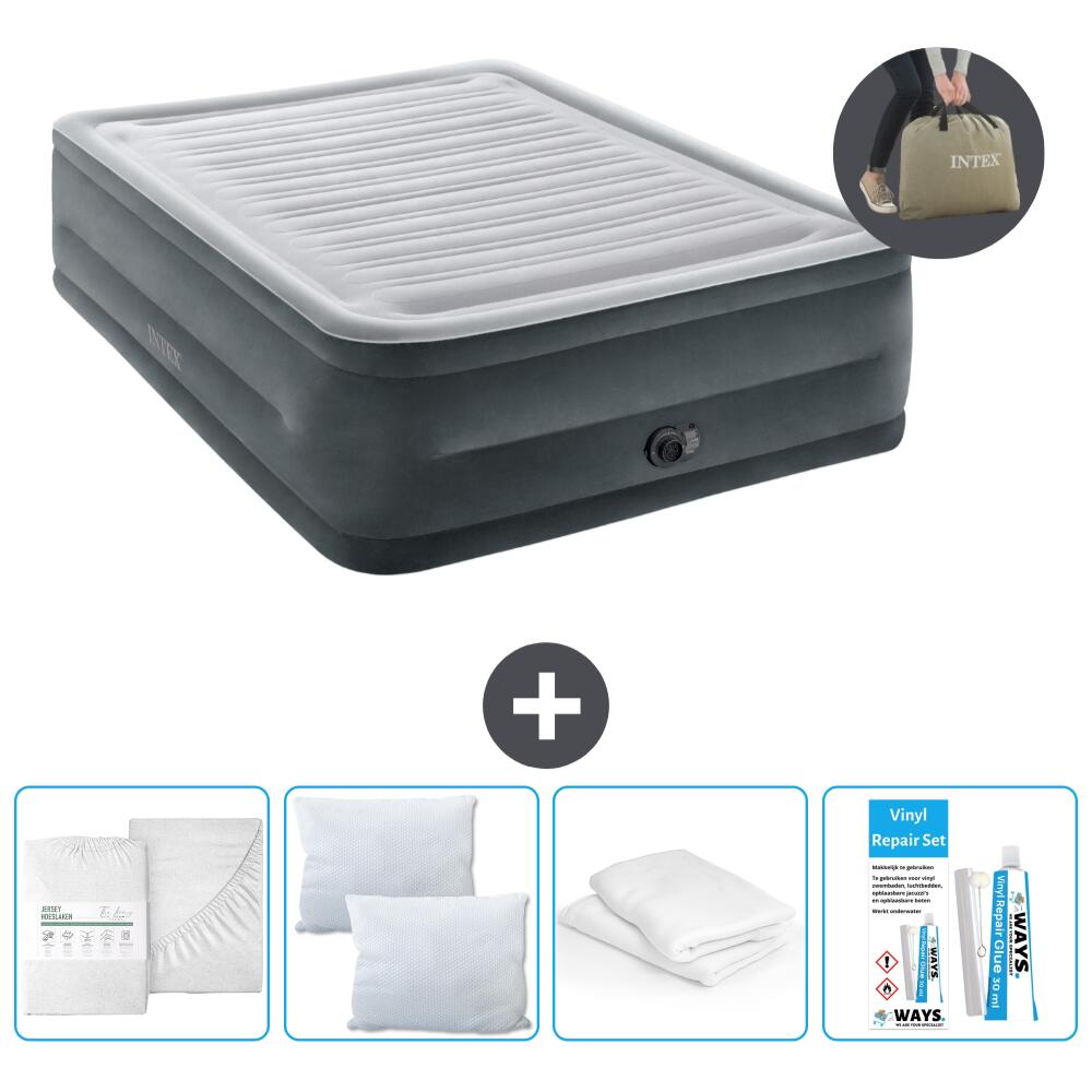 Bestway - Matelas Gonflable Intex High-rise - 2p -  203x152x56 Cm + Accessoires Cb15 - Matelas Gonflable - Gris - 203 Cm - Decathlon