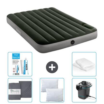 Matelas gonflable Intex Downy - 2P - 191x137x25 cm + Accessoires CB10