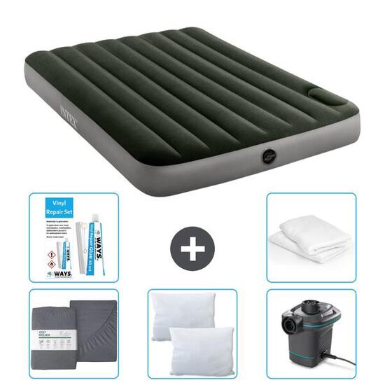 Matelas gonflable Intex Downy - 2P - 191x137x25 cm + Accessoires CB10