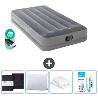 Luchtbed intex prestige - 1p - 191x99x30 cm + accessoires cb17