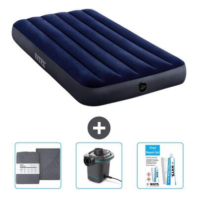 Luchtbed intex classic - 1p - 191x99x25 cm + accessoires cb12