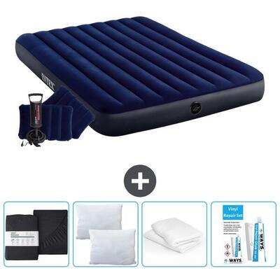 Luchtbed intex classic - 2p - 203x152x25 cm + accessoires cb17