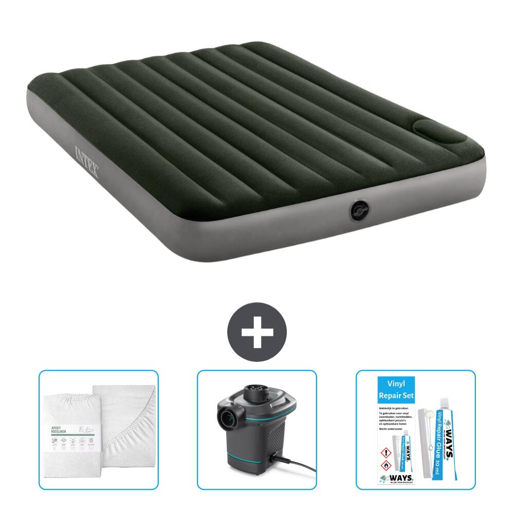 Bestway - Matelas Gonflable Intex Downy - 2p -  203x152x25 Cm + Accessoires Cb4 - Matelas Gonflable - Vert - 203 Cm - Decathlon