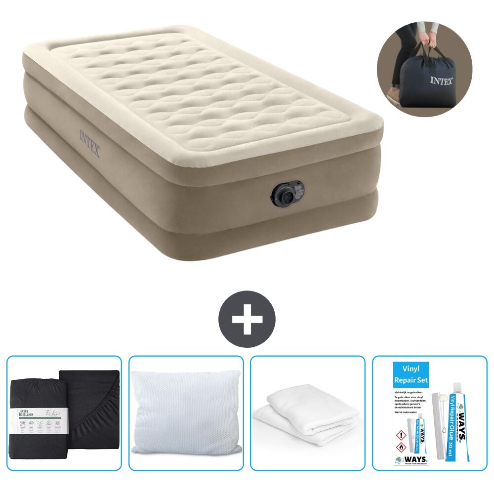 Intex - Matelas Gonflable Intex Ultra Plush - 1p -  191x99x46 Cm + Accessoires Cb17 - Matelas Gonflable - Beige - 191 Cm - Decathlon