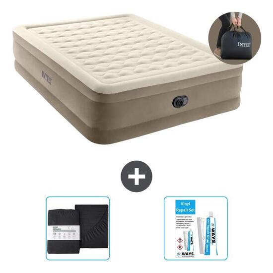 Matelas gonflable Intex Ultra Plush - 2P - 203x152x46 cm + Accessoires CB18