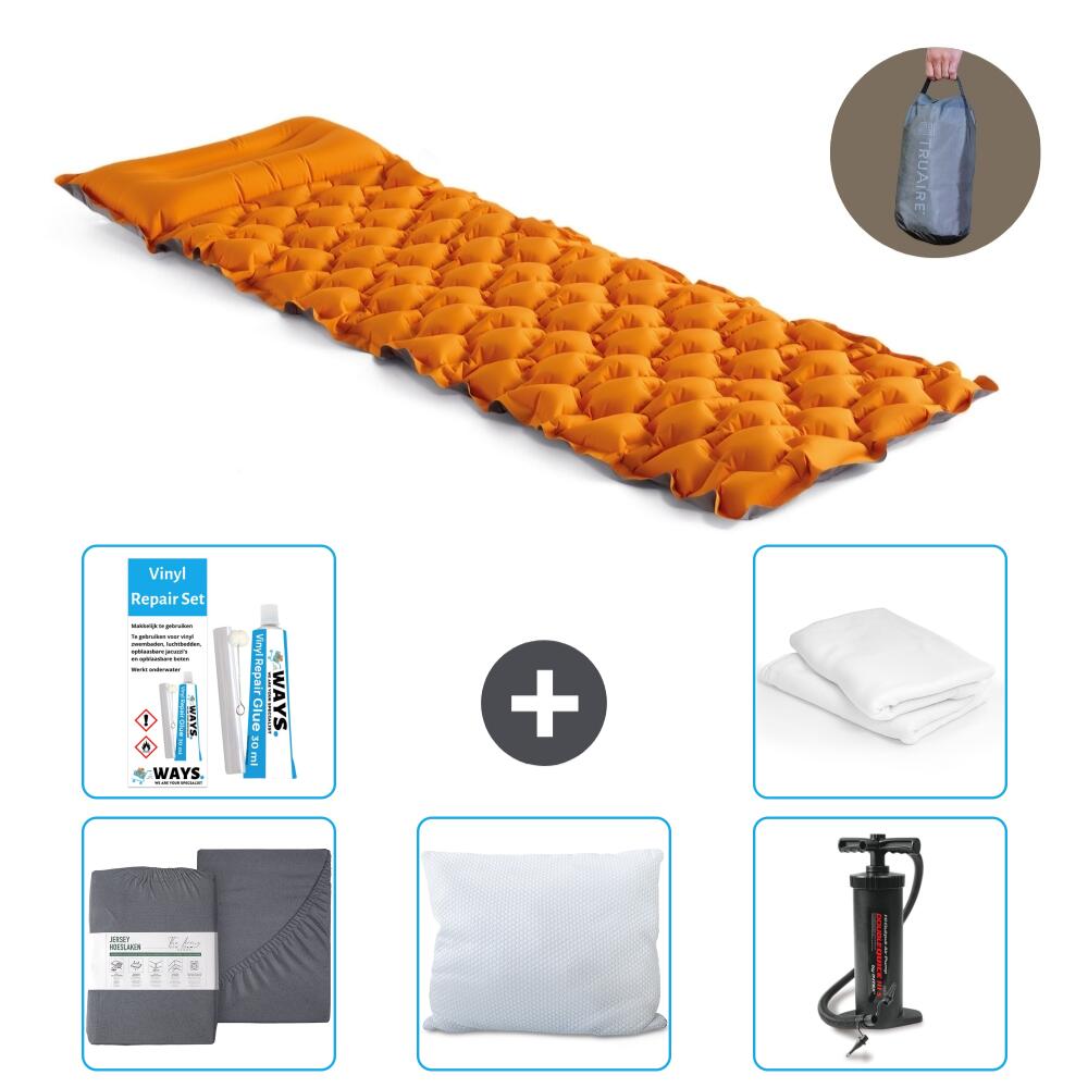 Intex - Matelas Gonflable Intex Truaire - 1p - 191x71x11 Cm + Accessoires Cb9 - Matelas Gonflable - Orange - 191 Cm - Decathlon
