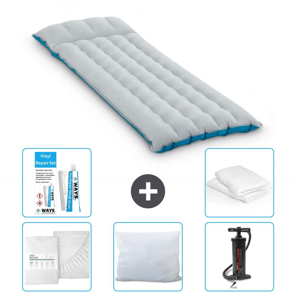 Intex - Matelas Gonflable Intex Camping - 1p - 184x67x17 Cm + Accessoires Cb1 - Matelas Gonflable - Bleu - 184 Cm - Decathlon