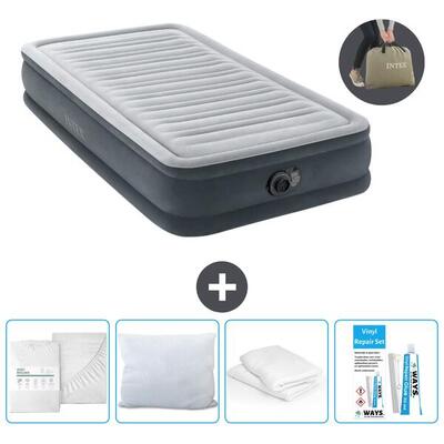 Luchtbed intex plush mid - 1p - 191x99x33 cm + accessoires cb15