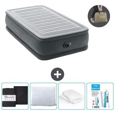 Luchtbed intex plush elevated - 1p - 191x99x46 cm + accessoires cb17