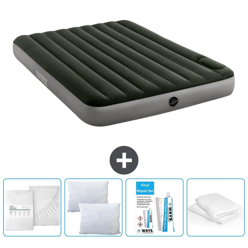 Matelas gonflable Intex Downy - 2P -  203x152x25 cm + Accessoires