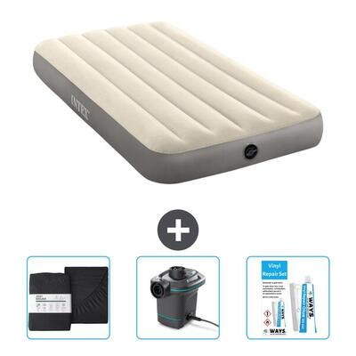 Luchtbed intex single - 2p - 191x137x25 cm + accessoires cb8