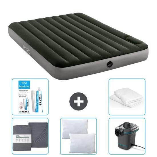 Matelas gonflable Intex Downy - 2P - 203x152x25 cm + Accessoires CB10