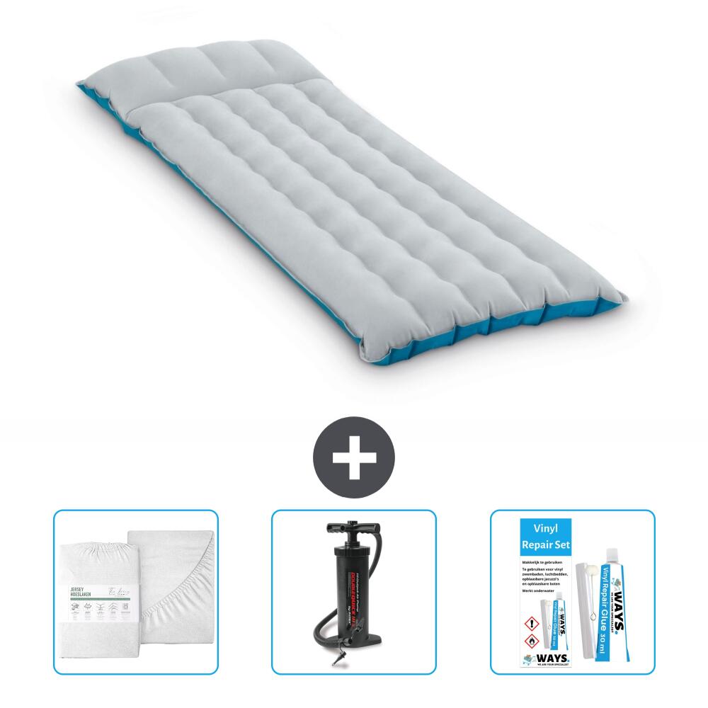 Intex - Matelas Gonflable Intex Camping - 1p - 184x67x17 Cm + Accessoires Cb3 - Matelas Gonflable - Bleu - 184 Cm - Decathlon
