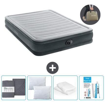 Matelas gonflable Intex Plush Mid - 2P - 203x152x33 cm + Accessoires CB19