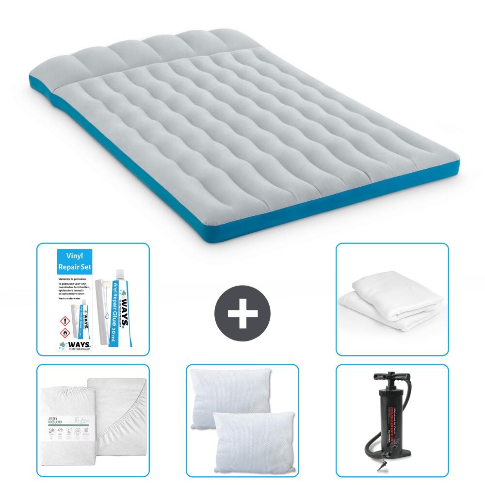 Intex - Matelas Gonflable Intex Camping - 2p -  193x127x24 Cm + Accessoires Cb1 - Matelas Gonflable - Bleu - 193 Cm - Decathlon