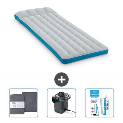 Luchtbed intex campingmat - 1p - 184x67x17 cm + accessoires cb12
