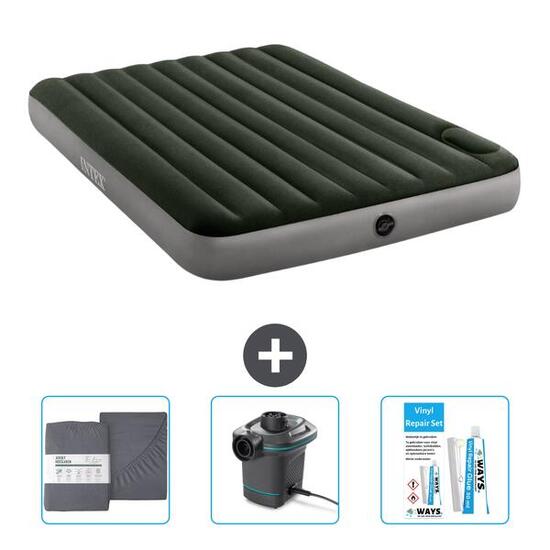 Matelas gonflable Intex Downy - 2P - 203x152x25 cm + Accessoires CB12